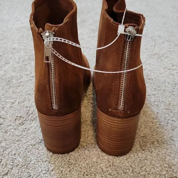 AQUA Dante Women's Pointed Toe Suede Booties Brown Suede Size 9.5 - Picture 5 of 8